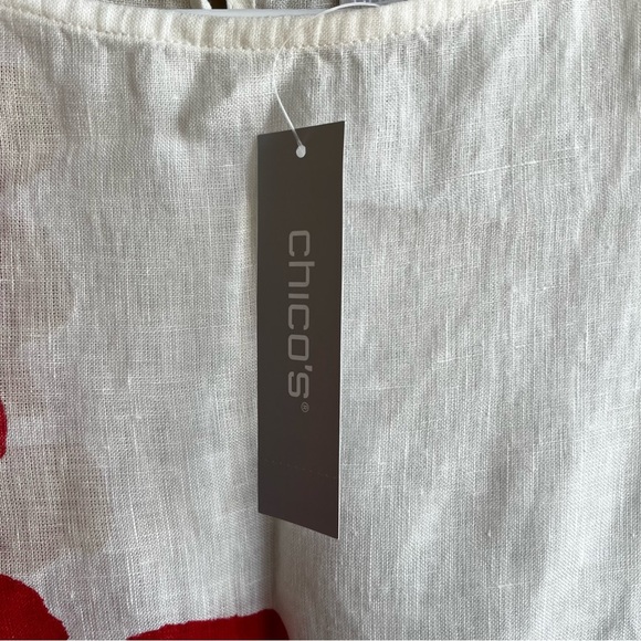 Chico's Floral Linen Blouse - Size M - Summer Lightweight Casual - NWT - Picture 4 of 7